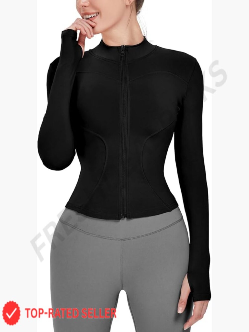 Lightweight Full Zip Running Track Jacket with Thumb Holes Athletic Stretchy